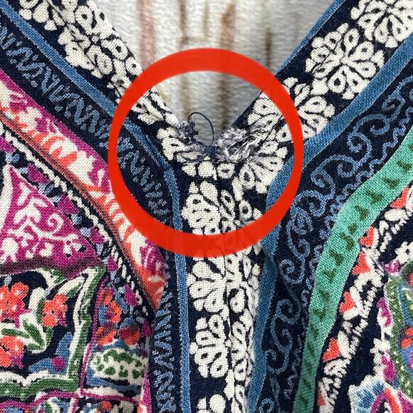 Angie Boho Tank Top Women Small S Blue Pink Oversized Flowy Sleeveless FLAW - Picture 5 of 9